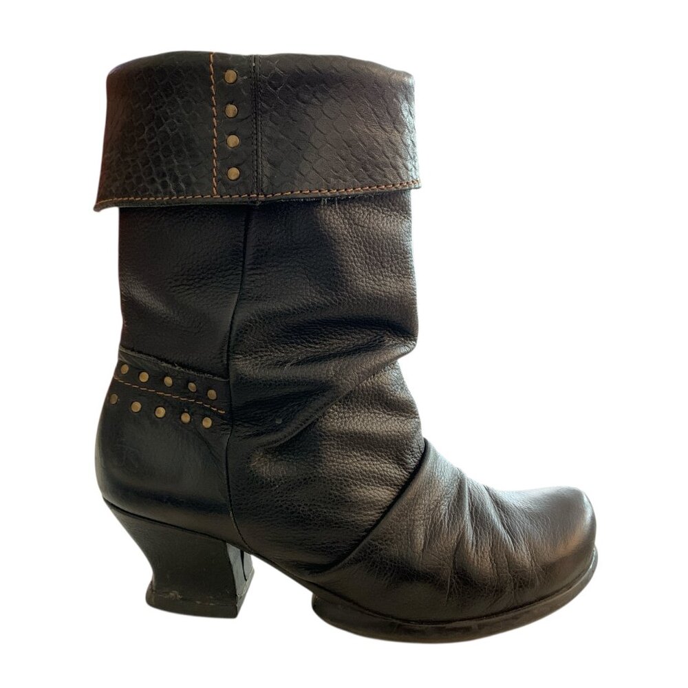 John Fluevog Textured Black Ankle Booties